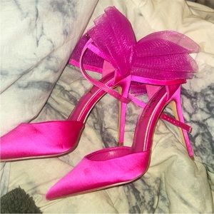 Hot Pink Fuchsia Shein Heels With Big Bow - Size 8